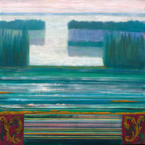 Une chambre avec vue juste pour nous ! Depuis le jardin français, c’est ici que je peins la première gelée blanche et vous donne un ailleurs. van François Pagé, Schilderij te koop op Singulart