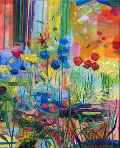 Après le coup de vent, le jardin était sens dessus dessous, un tohu-bohu, une bacchanale de couleurs comme dans le bosquet de Simila. by François Pagé, Painting for Sale on Singulart