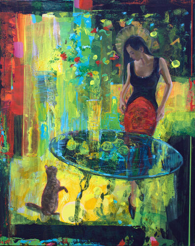 Non ! Tu ne montes pas sur la table le bouquet est trop fragile. von François Pagé, Malerei kaufen auf Singulart