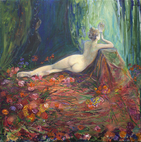 Flore se préparant à la venue de Zéphyr, la fuite de Nicomaque. by François Pagé, 회화 for Sale on Singulart