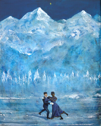 Sur le lac gelé, avec pour seul repaire une étoile, ils avaient dansé toute la nuit jusqu’à tomber en amour éternellement. de François Pagé, Pintura a la venta en Singulart