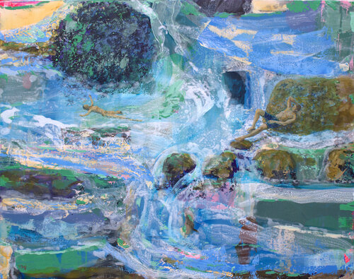 les jours heureux, il la regardait flotter aussi légère que l'onde, bien avant que le temps soit compté. by François Pagé, 油畫 for Sale on Singulart