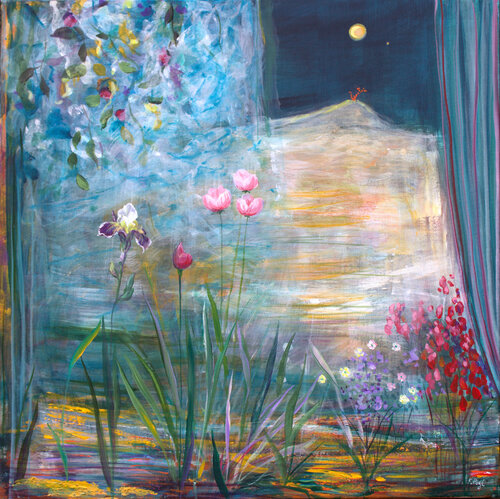 Même quand mon cœur aura quitté mon corps, garde moi longtemps longtemps mon amante. Tu chanteras la note haute, toujours, comme quand tes doigts dans ma main jouaient la musique savante. von François Pagé, Malerei kaufen auf Singulart