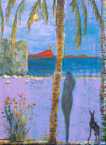 Elle avait bien remarqué que les oiseaux s'étaient tus, puis au loin la première éruption fût brève, presque de pacotille. by François Pagé, 油畫 for Sale on Singulart