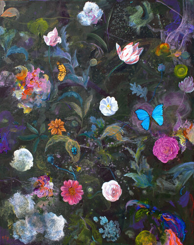 Mes baisers ne savaient dormir sans les tiens immortels alors après l'orage nous allions au jardin les unir sans fin. van François Pagé, Schilderij te koop op Singulart