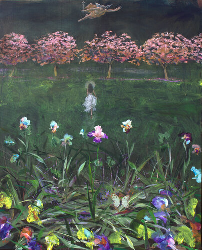 Hermès venant au secours de Flore suite à la survenue d'un coup de vent dans son jardin. van François Pagé, Schilderij te koop op Singulart