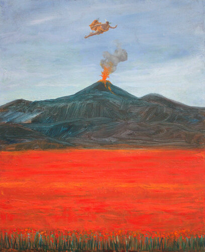 Flore implorant Hermès d'intervenir auprès de Vulcain pour épargner ses champs de coquelicots. di François Pagé, Pittura in vendita su Singulart