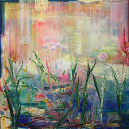 Nous étions entre joie et désolation puis il y eut ton baiser et l'ange qui te saluait. by François Pagé, Painting for Sale on Singulart