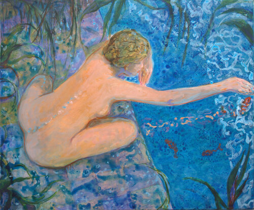 En revenant de l'exposition « Bonnard », je visitais Aude. Avais-je le choix de voir cette scène autrement ? di François Pagé, Pittura in vendita su Singulart