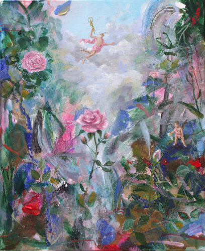 La consternation d'Hermès venant sauver le jardin de Flore après la tempête. par François Pagé, Peinture en vente sur Singulart