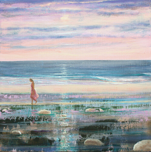 Le matin, elle marchait. C'était une bénédiction pour toute sa journée. di François Pagé, Pittura in vendita su Singulart