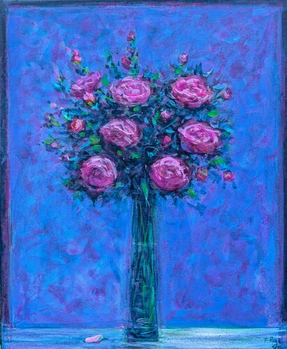 Puisque les mots bleus ne suffisent pas, fleurez bien  comme je vous aime. di François Pagé, Pittura in vendita su Singulart