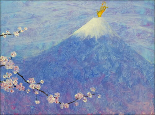 J'avais bien vu ton âme butiner de fleur en fleur les arôme du printemps. J'avais bien vu ton âme sécher mes larmes comme Marie sur les joues de son enfant. J'avais bien vu ton âme danser sur les neiges parfumées du Fuji, je t'avais vu fondre les nuages c by François Pagé, 油畫 for Sale on Singulart
