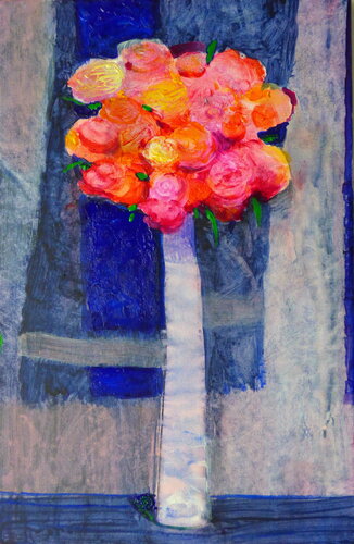 Il y avait sur ton mur les reflets de la méditerranée et sur ton bouquet les odorants pétales de la côte d'opale . par François Pagé, Peinture en vente sur Singulart