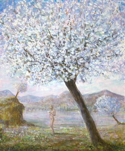 "la lettre" : Ma très chère amie, Vous êtes si loin de moi en ces moments difficiles, il y aura-t-il d’autres printemps ? Je le souhaite infiniment! Il n’y aura plus d’espace entre vous et moi, il n’y aura que l’harmonie avec ces frissons si délicieusemen par François Pagé, Peinture en vente sur Singulart