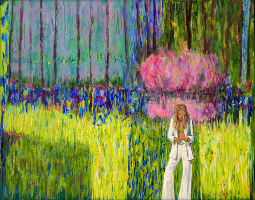 Dans ce printemps étrangement calme, Alexandra lisait le monde comme le générique d'un film sans fin. Seul persistait le chant des oiseaux, heureux de leur sort. by François Pagé, 회화 for Sale on Singulart