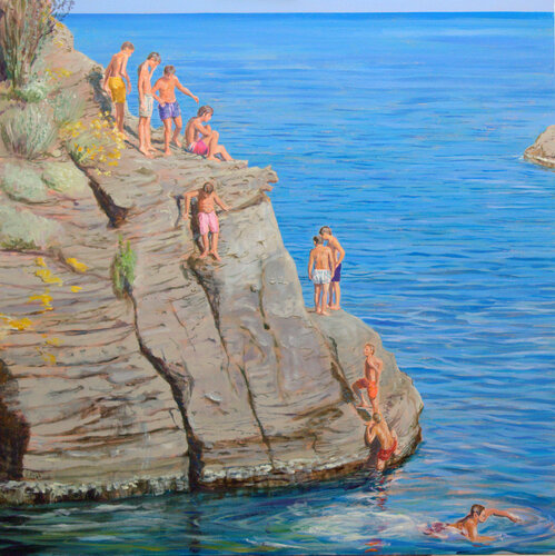 Pour le passage à l’âge adulte doit-on se surpasser aux regards des autres, comme il est nécessaire pour toutes ascensions sociales ? par François Pagé, Peinture en vente sur Singulart