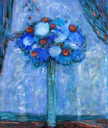C'était l'heure bleue sur ton bouquet, la mer aussi au loin jouait la symphonie. by François Pagé, 絵画 for Sale on Singulart