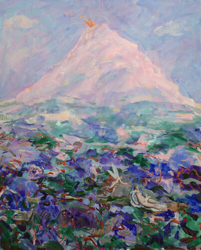 Amour accourt muni de sa flèche salvatrice. Malgré les feux du volcan, Psyché dormait profondément. von François Pagé, Malerei kaufen auf Singulart