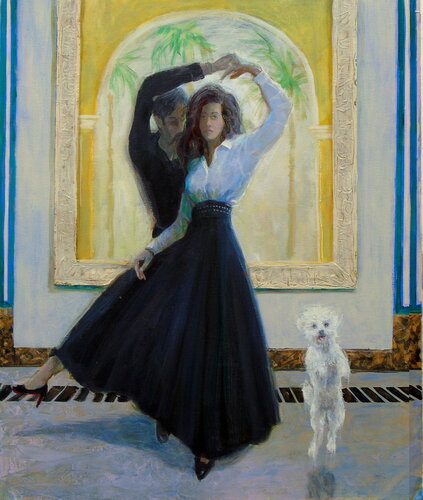 Avec Gina nous avions dansé toute la nuit jusqu'à ce que la lumière blanche du matin nous brûle enfin. par François Pagé, Peinture en vente sur Singulart