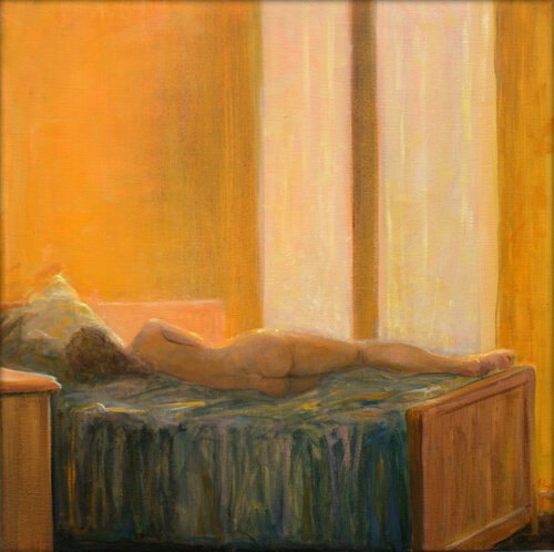 Était-ce la lecture de ton livre qui donnait à cette chambre un halo mystérieux ? van François Pagé, Schilderij te koop op Singulart