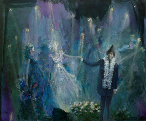 C’était la fête chez Frantz , on jouait «un bal masqué de Verdi». Il y avait des baisers étranges, sans nom, qui fabriquaient des âmes. von François Pagé, Malerei kaufen auf Singulart