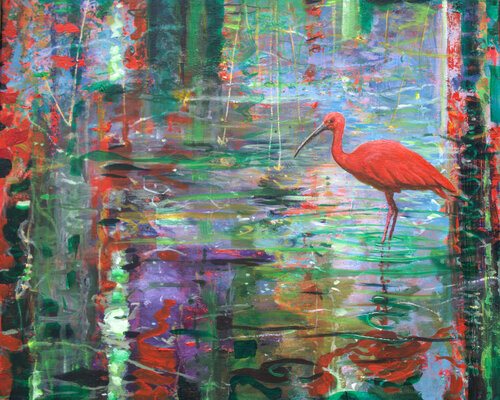 Nous nous donnions rendez-vous chaque automne sa ponctualité était remarquable. Il était d'une beauté rare, mystérieux dans son attitude, son plumage rouge et son œil amoureux comme un roi de Babylone, entraînait pour moi des impressions ineffaçables. par François Pagé, Peinture en vente sur Singulart