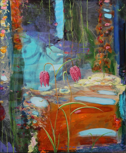 Lorsque tu baissais les yeux tu avais la même timidité que la fritillaire des marais, comme si tu t'excusais de ta singulière beauté. par François Pagé, Peinture en vente sur Singulart