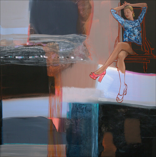 Kate s'était endormie devant ma peinture ou plutôt ma peinture s'était assoupie en elle. Je continuais à les peindre ensemble comme un couple amoureux. by François Pagé, Painting for Sale on Singulart