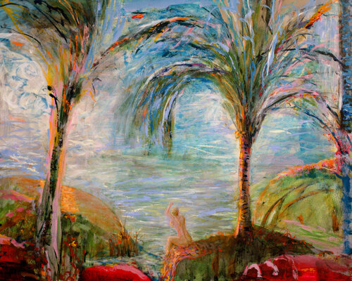Ce n'était pas encore le jour puisque le jour ne connaissait pas encore la nuit .Pour Eve ce fut son premier bain et ce n'était pas le matin puisque le matin ne connaissait pas encore le midi. by François Pagé, Painting for Sale on Singulart
