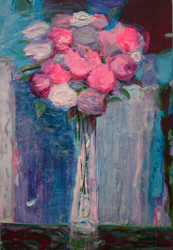 Dans ta demeure toujours fleurie, tes bouquets te ressemblent. Délices de parfums, tes robes aussi. by François Pagé, 絵画 for Sale on Singulart