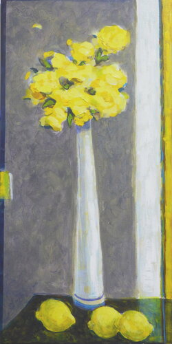 Trois citrons étaient en conversation, les fleurs écoutaient sans en avoir l'air. Avez vous peur de mourir lorsque vous couchez seul ? de François Pagé, Pintura a la venta en Singulart