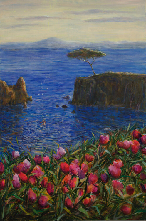 Dans l’indifférence des fleurs qui préparaient leur toilette pour le grand bal du soir, Icare chutait dans l'immensité bleue de la mer en implorant Dédale dans un appel lyrique : « Mon père pourquoi m'as-tu abandonné ! » François Pagé