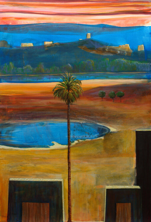 Quelques bâtiments sans usage composaient le paysage. Un lac chantait sa couleur sous un palmier variant son tempo comme un métronome. François Pagé