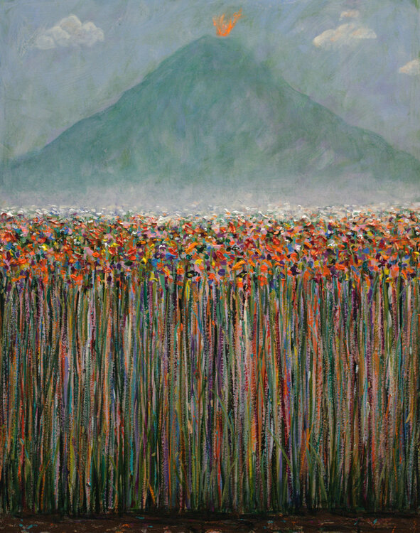 Même si au loin le volcan crachait comme il pouvait, tu m'avais glissé à l'oreille : les fleurs c'est comme l'amour, elles auront toujours raison François Pagé