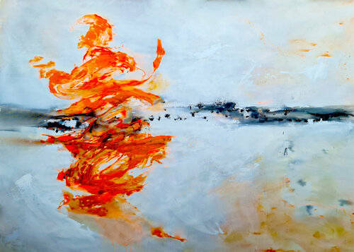 Orange swirl van Gabi Ger, Schilderij te koop op Singulart