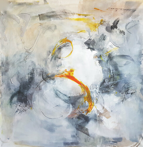 Variations on grays and Indian yellows, 1 van Gabi Ger, Schilderij te koop op Singulart
