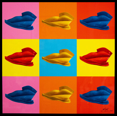 TABLEAU " BOUCHE KISS  "  HOMMAGE A  ANDY WARHOL L'ARTISTE  A UTILISE SES SCULPTURES SES PHOTOS POUR REALISER SON OEUVRE by Nouna, Print for Sale on Singulart