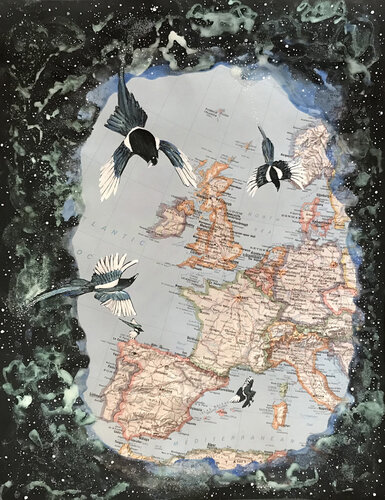 The Universe Sees Through the Eyes of the Magpie van Linda Storm, Werk op papier te koop op Singulart