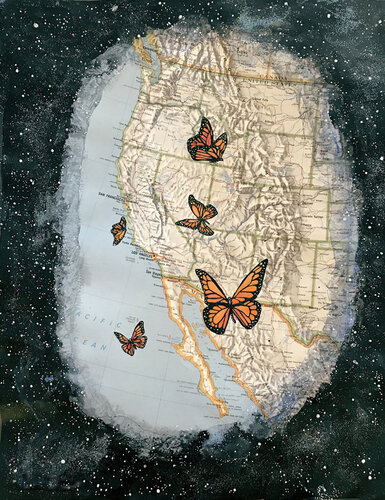 The Universe Sees Through the Eyes of Monarch Butterflies van Linda Storm, Werk op papier te koop op Singulart