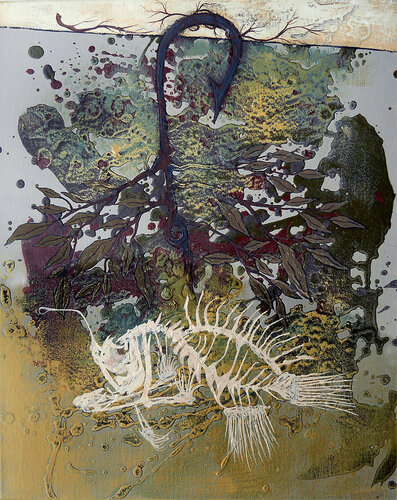 Fish Fossil di Linda Storm, Pittura in vendita su Singulart