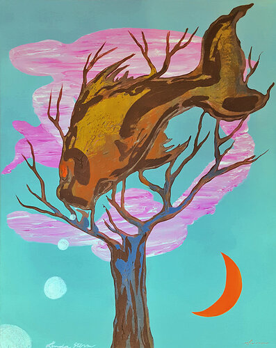 Fish in a Tree di Linda Storm, Pittura in vendita su Singulart