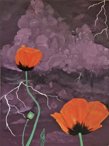 Poppies in the Storm I de Linda Storm, Pintura a la venta en Singulart