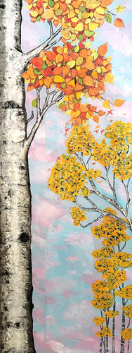 Aspens in Pink van Linda Storm, Schilderij te koop op Singulart