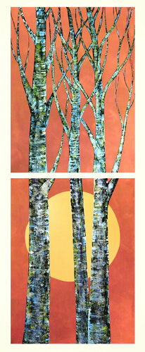 Turquoise Aspens Golden Sun von Linda Storm, Malerei kaufen auf Singulart