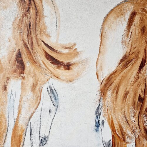 Pferdebild - Elterliche Fürsorge 190 x 169 cm van Conny Wachsmann, Schilderij te koop op Singulart