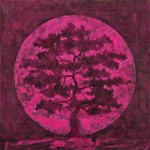 Fuchsia moon tree di Gian Luigi Delpin, Pittura in vendita su Singulart