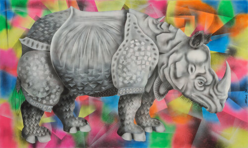 Pop rhino di Gian Luigi Delpin, Pittura in vendita su Singulart