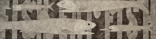 Fish eat fish di Gian Luigi Delpin, Pittura in vendita su Singulart