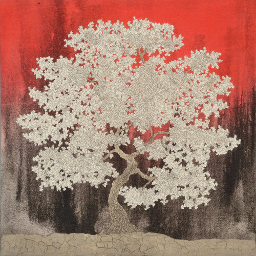 Sunset tree di Gian Luigi Delpin, Pittura in vendita su Singulart